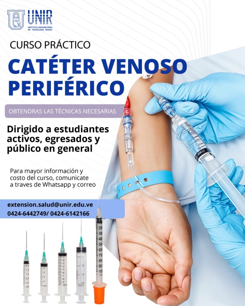 Curso de UNIR donde estudiantes, egresados o profesionales en enfermería podrán asistir para conocer la práctica de usar un catéter venoso periférico y su proceso previo